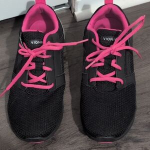 Vionic Black Sneakers with Pink Highlights